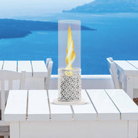 Camino a bioetanolo Alme, Caminetto ecologico, Focolare senza fumo, Riscaldatore ad etanolo, Made in Italy, 20x20 h50 cm, Nero e Oro