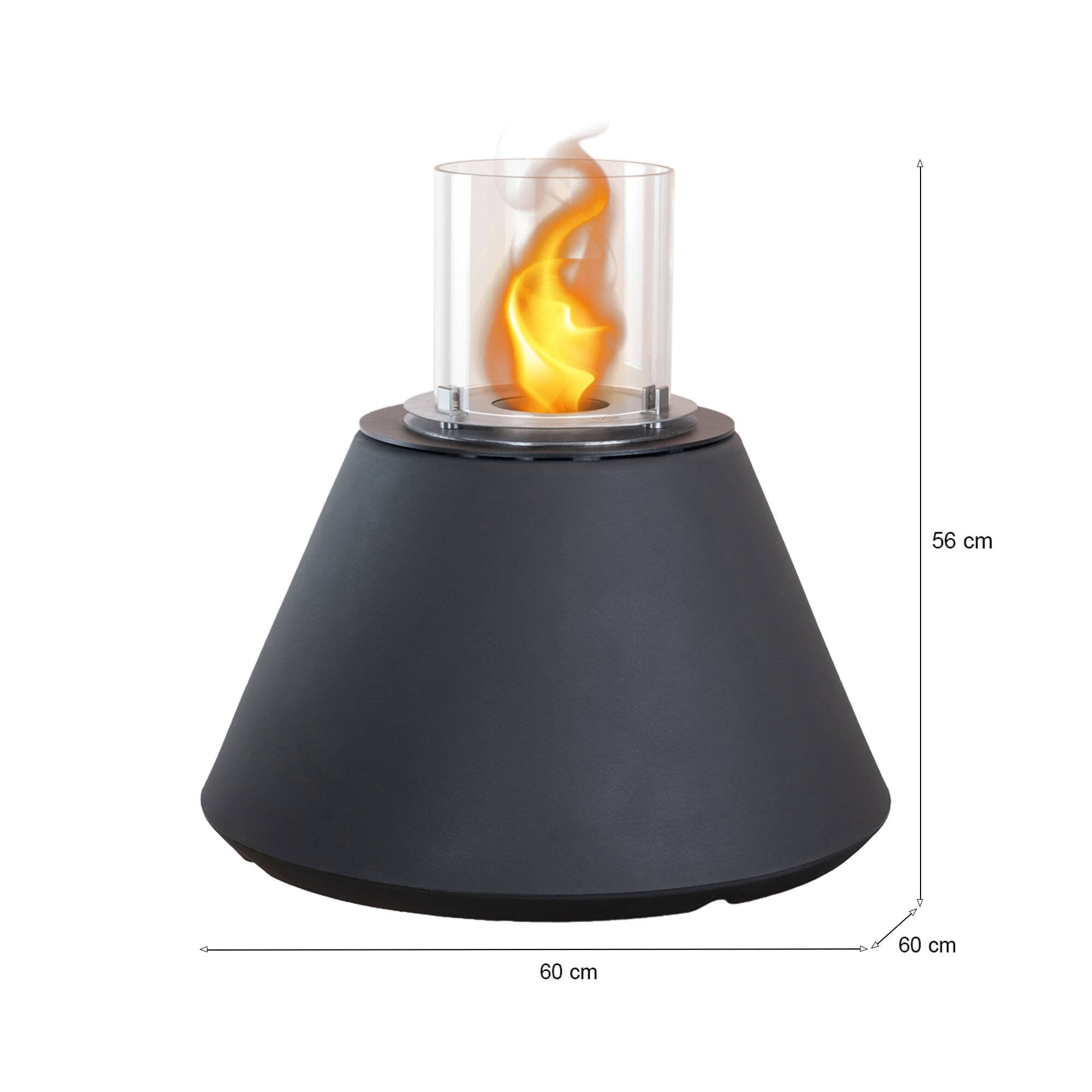 Camino a bioetanolo Parbo, Caminetto ecologico, Focolare senza fumo, Riscaldatore ad etanolo, Made in Italy, 60x60 h56 cm, Nero