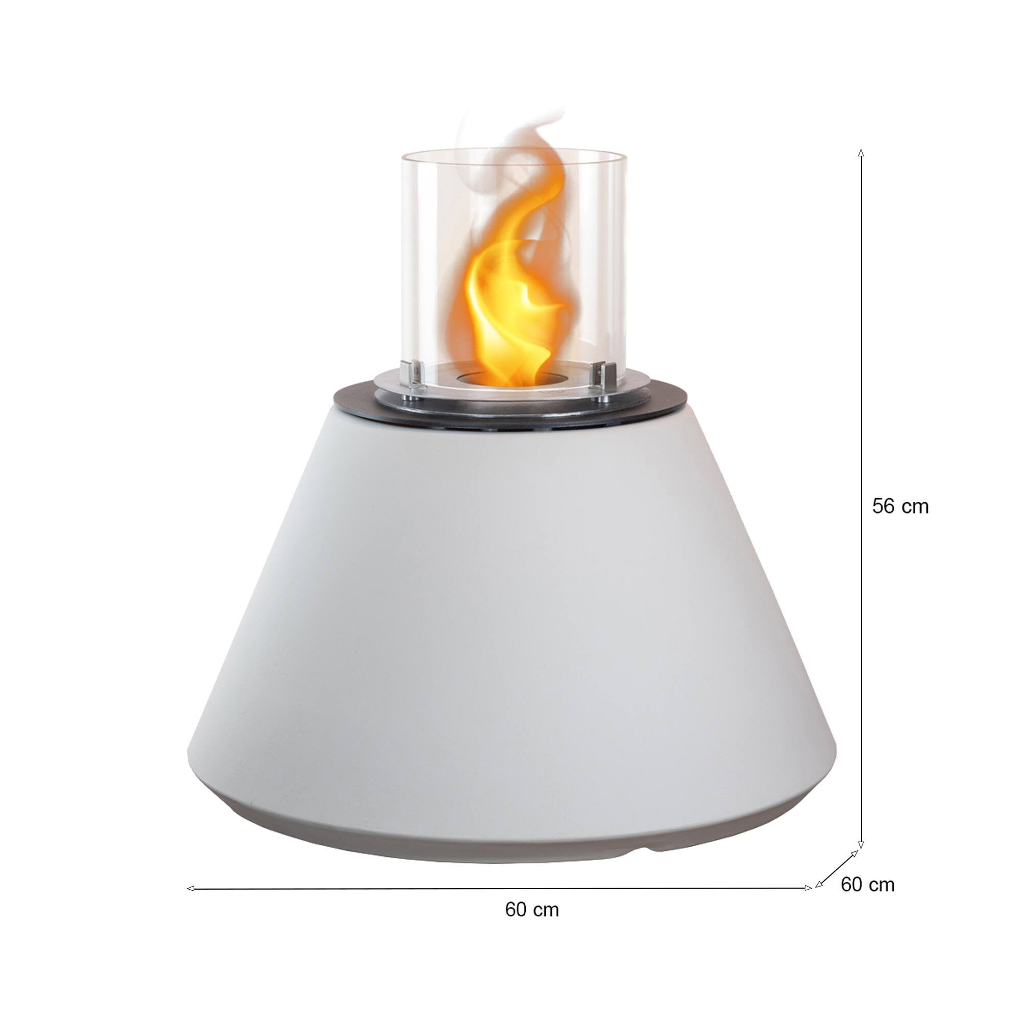 Camino a bioetanolo Parbo, Caminetto ecologico, Focolare senza fumo, Riscaldatore ad etanolo, Made in Italy, 60x60 h56 cm, Bianco