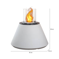 Camino a bioetanolo Parbo, Caminetto ecologico, Focolare senza fumo, Riscaldatore ad etanolo, Made in Italy, 60x60 h56 cm, Bianco