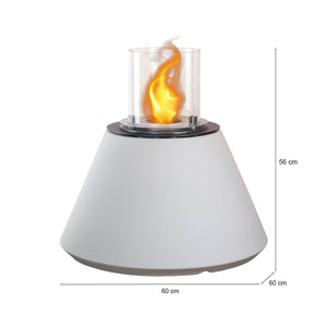 Camino a bioetanolo Parbo, Caminetto ecologico, Focolare senza fumo, Riscaldatore ad etanolo, Made in Italy, 60x60 h56 cm, Bianco