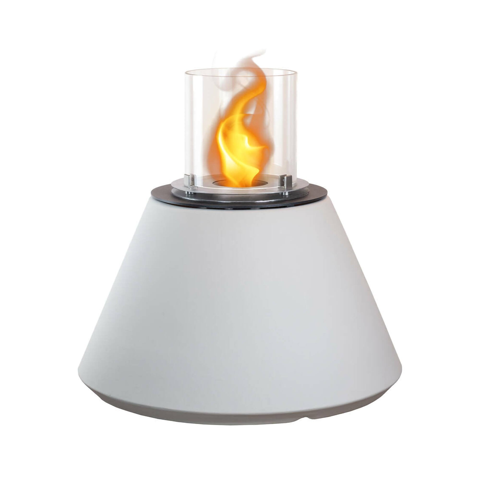 Camino a bioetanolo Parbo, Caminetto ecologico, Focolare senza fumo, Riscaldatore ad etanolo, Made in Italy, 60x60 h56 cm, Bianco