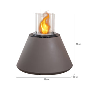 Camino a bioetanolo Parbo, Caminetto ecologico, Focolare senza fumo, Riscaldatore ad etanolo, Made in Italy, 60x60 h56 cm, Marrone