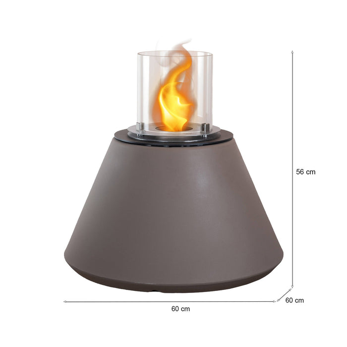 Camino a bioetanolo Parbo, Caminetto ecologico, Focolare senza fumo, Riscaldatore ad etanolo, Made in Italy, 60x60 h56 cm, Marrone