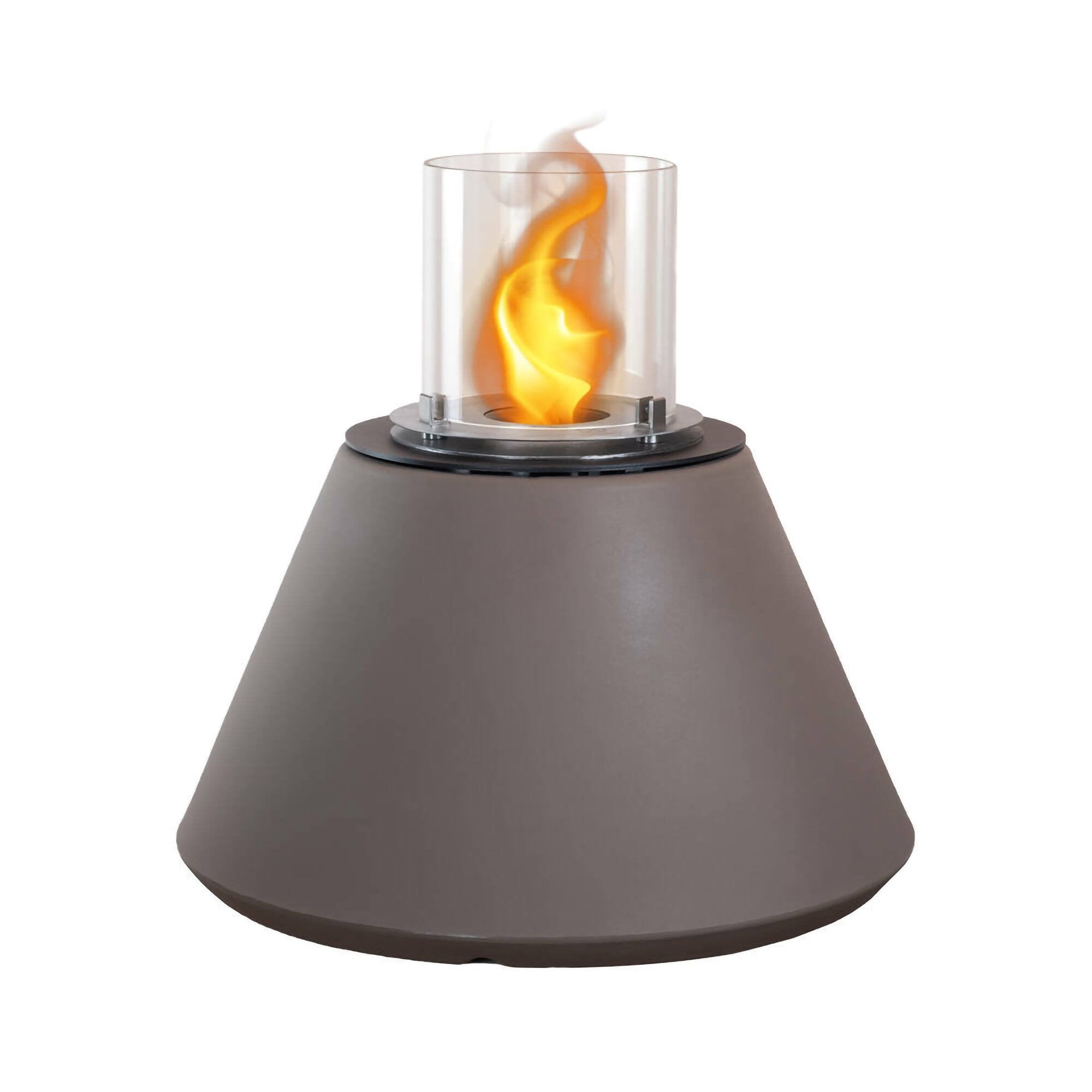 Camino a bioetanolo Parbo, Caminetto ecologico, Focolare senza fumo, Riscaldatore ad etanolo, Made in Italy, 60x60 h56 cm, Marrone