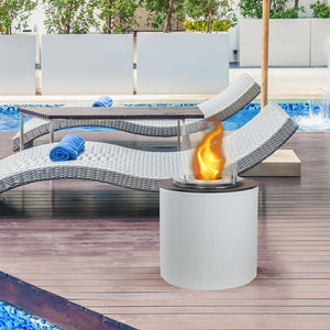 Camino a bioetanolo Maynila, Caminetto ecologico, Focolare senza fumo, Riscaldatore ad etanolo, Made in Italy, 36x36 h56 cm, Bianco