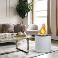 Camino a bioetanolo Maynila, Caminetto ecologico, Focolare senza fumo, Riscaldatore ad etanolo, Made in Italy, 36x36 h56 cm, Bianco