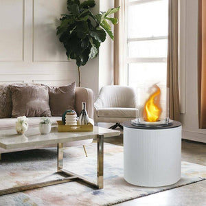 Camino a bioetanolo Maynila, Caminetto ecologico, Focolare senza fumo, Riscaldatore ad etanolo, Made in Italy, 36x36 h56 cm, Bianco