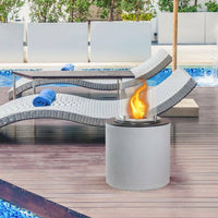 Camino a bioetanolo Maynila, Caminetto ecologico, Focolare senza fumo, Riscaldatore ad etanolo, Made in Italy, 36x36 h56 cm, Grigio