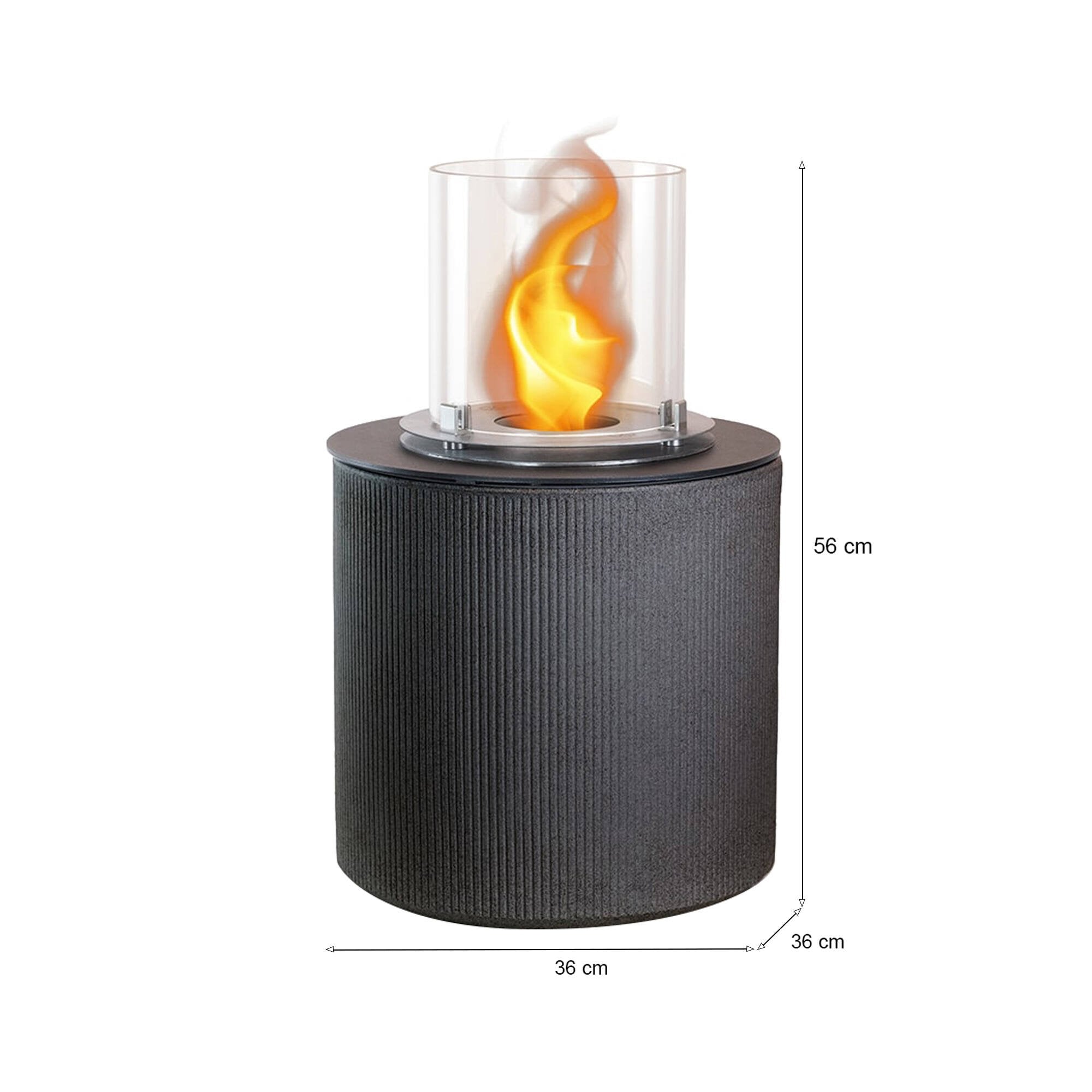 Camino a bioetanolo Maynila, Caminetto ecologico, Focolare senza fumo, Riscaldatore ad etanolo, Made in Italy, 36x36 h56 cm, Nero