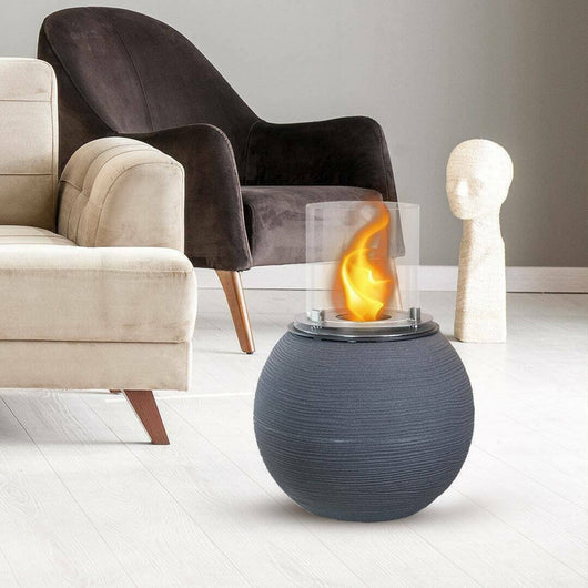 Camino a bioetanolo Alliste, Caminetto ecologico, Focolare senza fumo, Riscaldatore ad etanolo, Made in Italy, 40x40 h54 cm, Grigio scuro