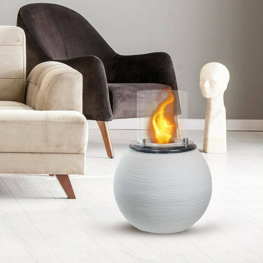 Camino a bioetanolo Alliste, Caminetto ecologico, Focolare senza fumo, Riscaldatore ad etanolo, Made in Italy, 40x40 h54 cm, Bianco