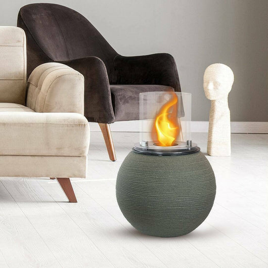 Camino a bioetanolo Alliste, Caminetto ecologico, Focolare senza fumo, Riscaldatore ad etanolo, Made in Italy, 40x40 h54 cm, Verde