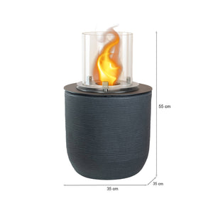 Camino a bioetanolo Agazzano, Caminetto ecologico, Focolare senza fumo, Riscaldatore ad etanolo, Made in Italy, 35x35 h55 cm, Nero