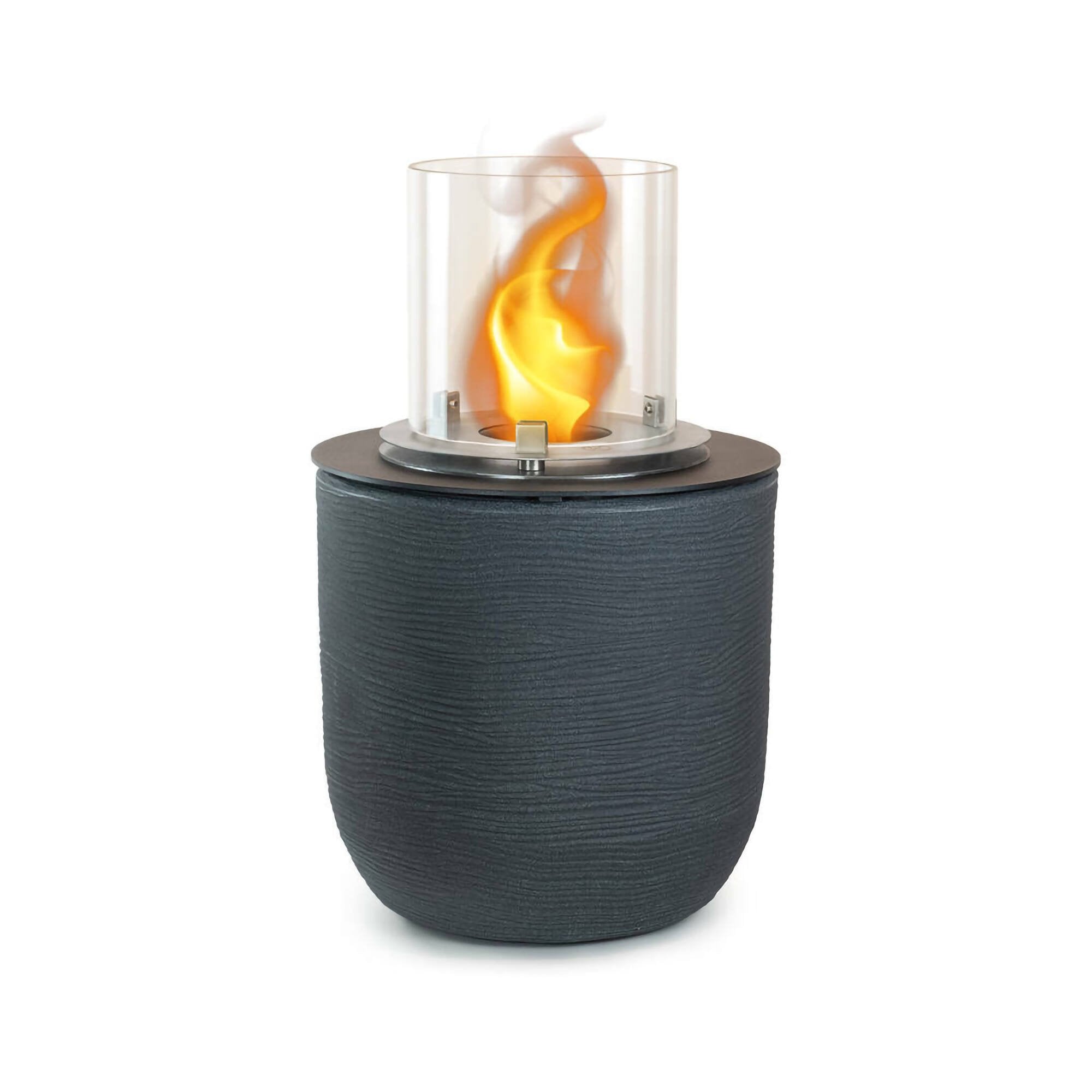 Camino a bioetanolo Agazzano, Caminetto ecologico, Focolare senza fumo, Riscaldatore ad etanolo, Made in Italy, 35x35 h55 cm, Nero