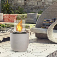 Camino a bioetanolo Agazzano, Caminetto ecologico, Focolare senza fumo, Riscaldatore ad etanolo, Made in Italy, 35x35 h55 cm, Grigio chiaro