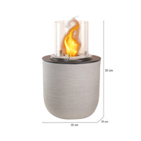 Camino a bioetanolo Agazzano, Caminetto ecologico, Focolare senza fumo, Riscaldatore ad etanolo, Made in Italy, 35x35 h55 cm, Grigio chiaro