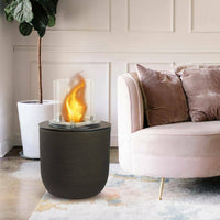 Camino a bioetanolo Agazzano, Caminetto ecologico, Focolare senza fumo, Riscaldatore ad etanolo, Made in Italy, 35x35 h55 cm, Marrone