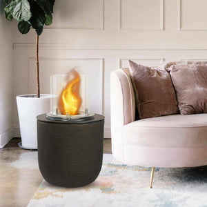 Camino a bioetanolo Agazzano, Caminetto ecologico, Focolare senza fumo, Riscaldatore ad etanolo, Made in Italy, 35x35 h55 cm, Marrone