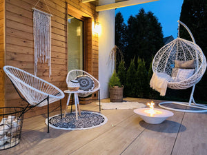 Camino a bioetanolo Arnesano, Caminetto ecologico, Focolare senza fumo, Riscaldatore ad etanolo, Made in Italy, 60x60 h15 cm, Bianco