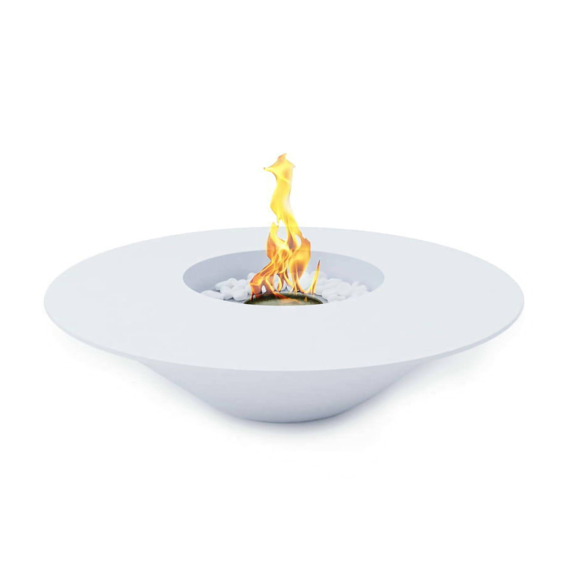 Camino a bioetanolo Arnesano, Caminetto ecologico, Focolare senza fumo, Riscaldatore ad etanolo, Made in Italy, 60x60 h15 cm, Bianco