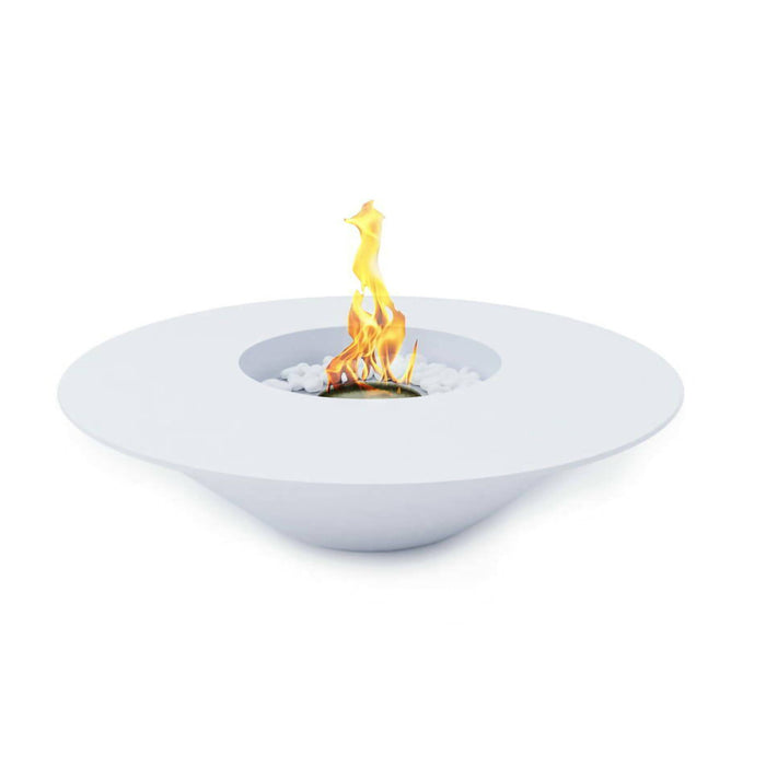 Camino a bioetanolo Arnesano, Caminetto ecologico, Focolare senza fumo, Riscaldatore ad etanolo, Made in Italy, 60x60 h15 cm, Bianco