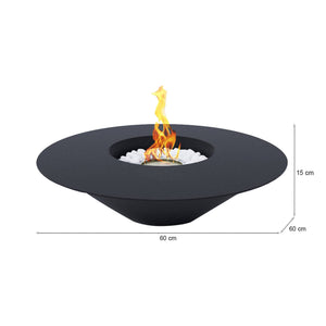 Camino a bioetanolo Arnesano, Caminetto ecologico, Focolare senza fumo, Riscaldatore ad etanolo, Made in Italy, 60x60 h15 cm, Nero