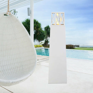 Camino a bioetanolo Arese, Caminetto ecologico, Focolare senza fumo, Riscaldatore ad etanolo, Made in Italy, 40x40 h145 cm, Bianco