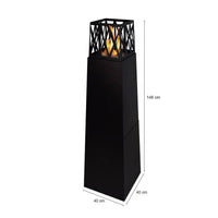 Camino a bioetanolo Arese, Caminetto ecologico, Focolare senza fumo, Riscaldatore ad etanolo, Made in Italy, 40x40 h146 cm, Nero