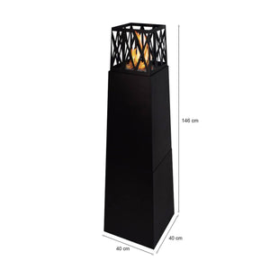 Camino a bioetanolo Arese, Caminetto ecologico, Focolare senza fumo, Riscaldatore ad etanolo, Made in Italy, 40x40 h146 cm, Nero