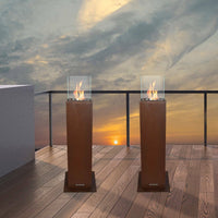 Camino a bioetanolo Arba, Caminetto ecologico, Focolare senza fumo, Riscaldatore ad etanolo, Made in Italy, 20x20 h70 cm, Ruggine