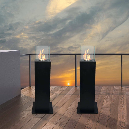 Camino a bioetanolo Arba, Caminetto ecologico, Focolare senza fumo, Riscaldatore ad etanolo, Made in Italy, 20x20 h70 cm, Nero