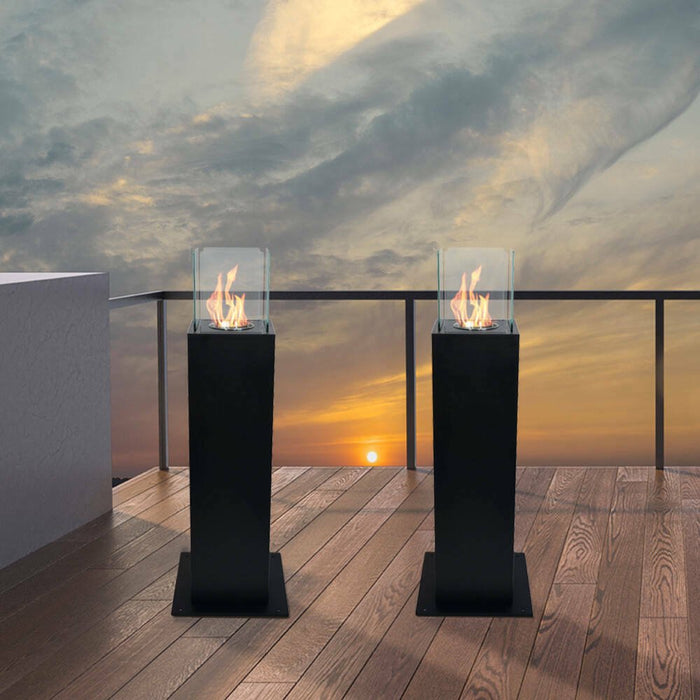 Camino a bioetanolo Arba, Caminetto ecologico, Focolare senza fumo, Riscaldatore ad etanolo, Made in Italy, 20x20 h70 cm, Nero