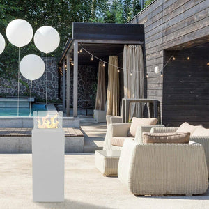 Camino a bioetanolo Airasca, Caminetto ecologico, Focolare senza fumo, Riscaldatore ad etanolo, Made in Italy, 40x40 h115 cm, Bianco