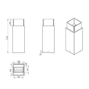 Camino a bioetanolo Airasca, Caminetto ecologico, Focolare senza fumo, Riscaldatore ad etanolo, Made in Italy, 40x40 h115 cm, Bianco