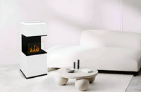 Camino a bioetanolo Ancarano, Caminetto ecologico, Focolare senza fumo, Riscaldatore ad etanolo, Made in Italy, 38x38 h100 cm, Bianco e Nero