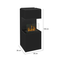 Camino a bioetanolo Ancarano, Caminetto ecologico, Focolare senza fumo, Riscaldatore ad etanolo, Made in Italy, 38x38 h100 cm, Nero