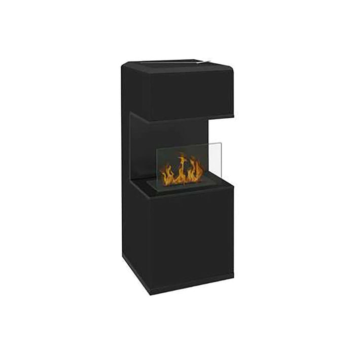 Camino a bioetanolo Ancarano, Caminetto ecologico, Focolare senza fumo, Riscaldatore ad etanolo, Made in Italy, 38x38 h100 cm, Nero