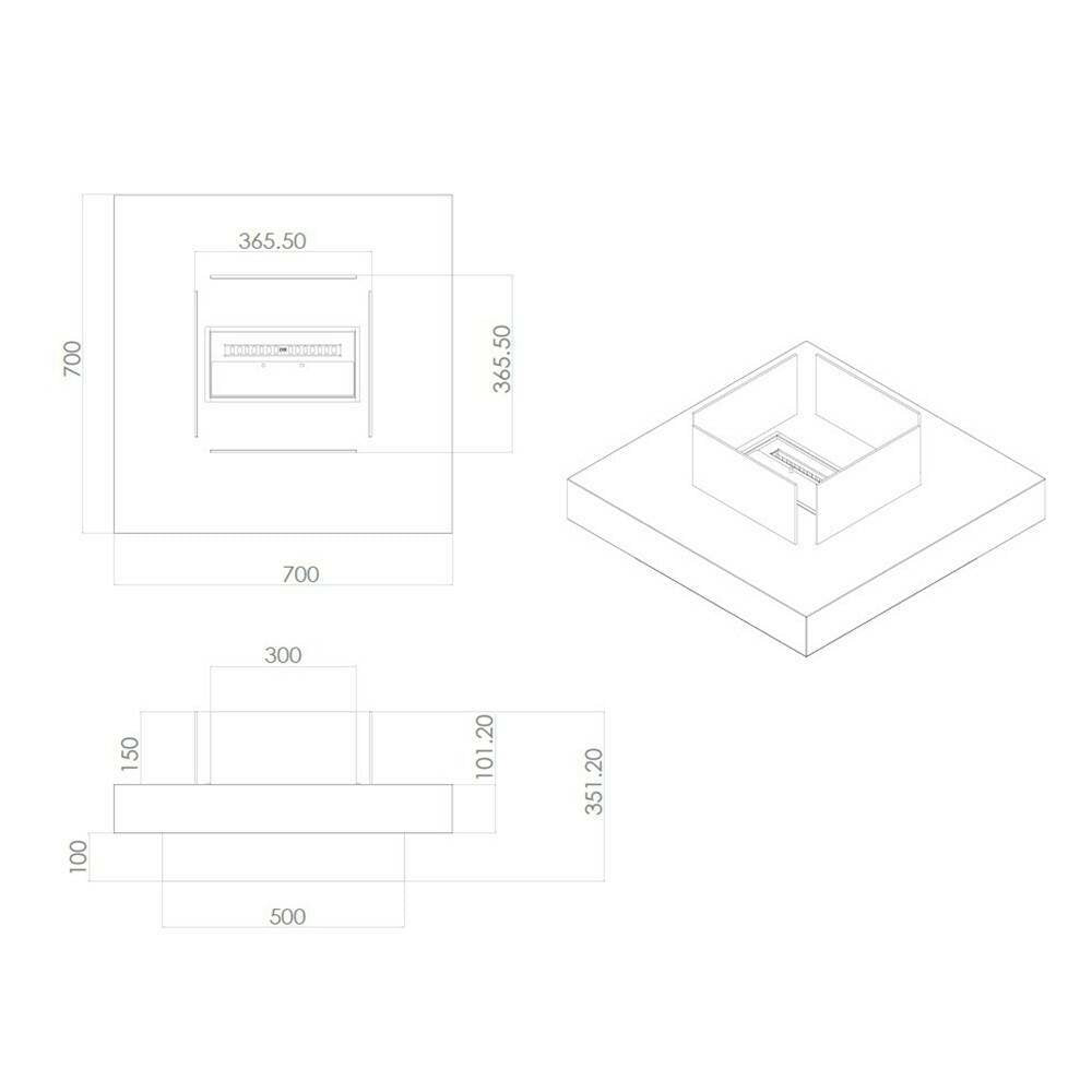 Camino a bioetanolo Alife, Caminetto ecologico, Focolare senza fumo, Riscaldatore ad etanolo, Made in Italy, 70x70 h35 cm, Bianco
