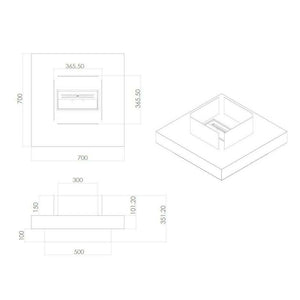 Camino a bioetanolo Alife, Caminetto ecologico, Focolare senza fumo, Riscaldatore ad etanolo, Made in Italy, 70x70 h35 cm, Bianco