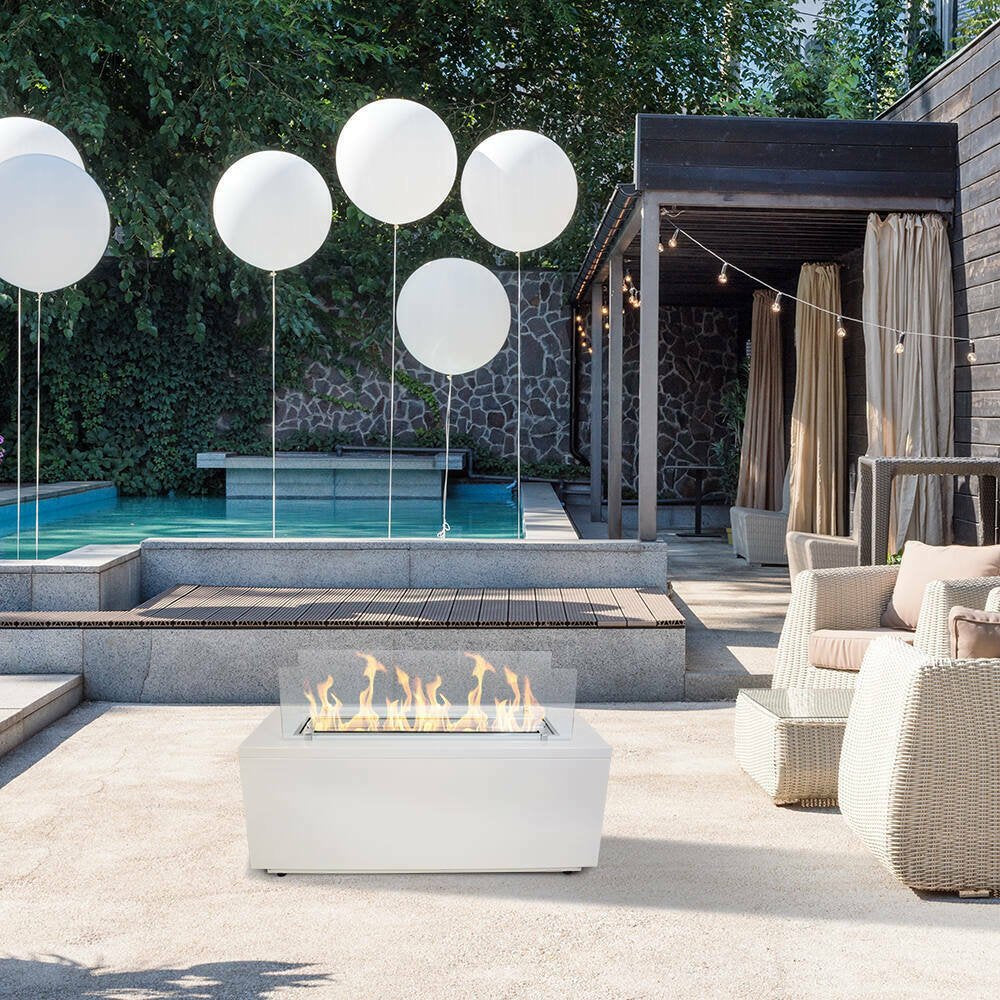 Camino a bioetanolo Arena, Caminetto ecologico, Focolare senza fumo, Riscaldatore ad etanolo, Made in Italy, 40x100 h40 cm, Bianco