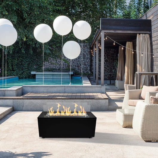 Camino a bioetanolo Arena, Caminetto ecologico, Focolare senza fumo, Riscaldatore ad etanolo, Made in Italy, 40x100 h40 cm, Nero