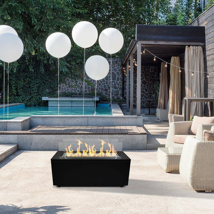 Camino a bioetanolo Arena, Caminetto ecologico, Focolare senza fumo, Riscaldatore ad etanolo, Made in Italy, 40x100 h40 cm, Nero