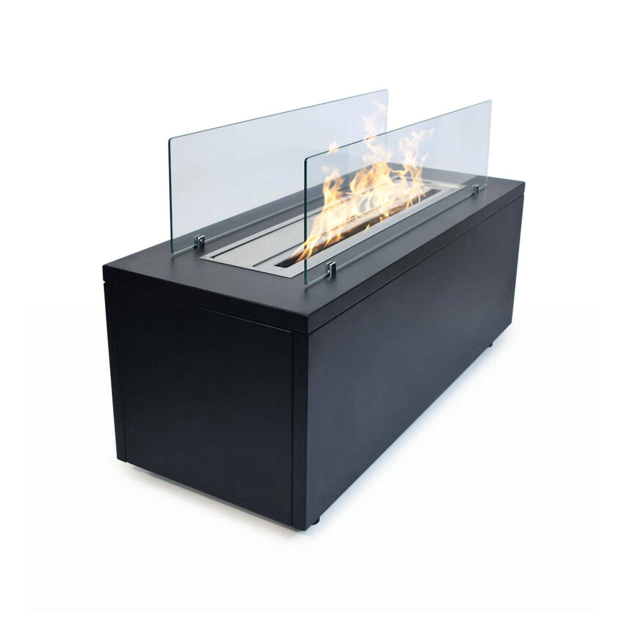 Camino a bioetanolo Arena, Caminetto ecologico, Focolare senza fumo, Riscaldatore ad etanolo, Made in Italy, 40x100 h40 cm, Nero