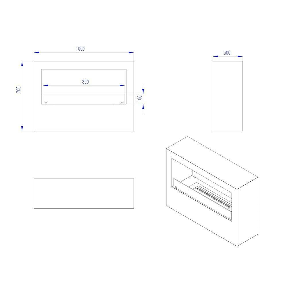 Camino a bioetanolo Aicurzio, Caminetto ecologico, Focolare senza fumo, Riscaldatore ad etanolo, Made in Italy, 30x100 h70 cm, Bianco