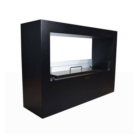 Camino a bioetanolo Aicurzio, Caminetto ecologico, Focolare senza fumo, Riscaldatore ad etanolo, Made in Italy, 30x100 h70 cm, Nero