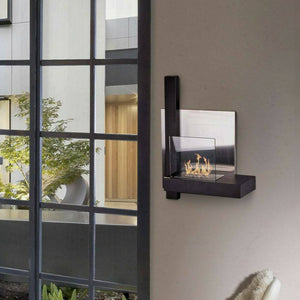 Camino a bioetanolo Bern, Caminetto ecologico, Focolare senza fumo, Riscaldatore ad etanolo, Made in Italy, 65x23 h75 cm, Nero