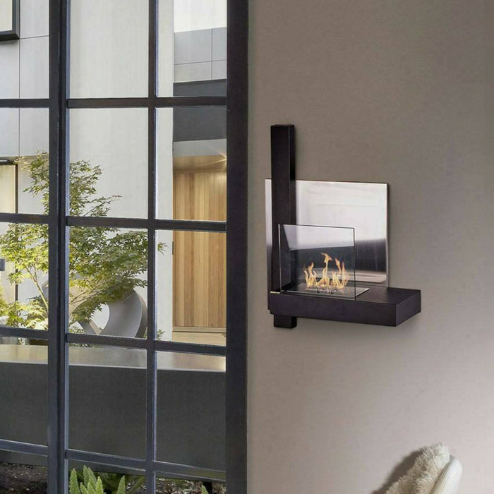 Camino a bioetanolo Bern, Caminetto ecologico, Focolare senza fumo, Riscaldatore ad etanolo, Made in Italy, 65x23 h75 cm, Nero