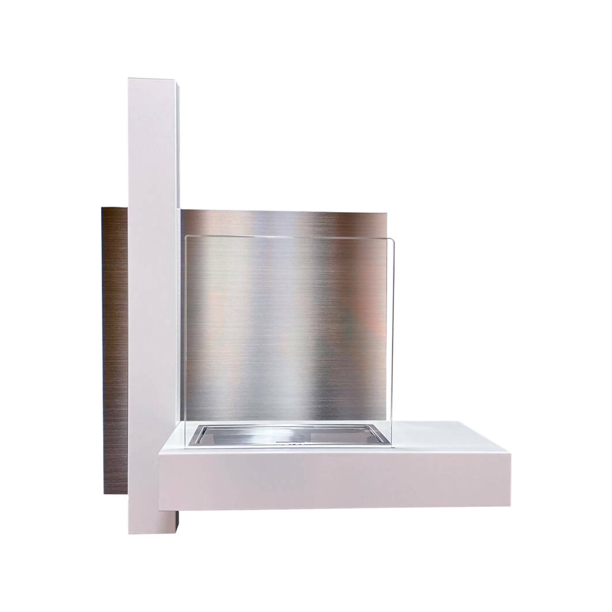 Camino a bioetanolo Bern, Caminetto ecologico, Focolare senza fumo, Riscaldatore ad etanolo, Made in Italy, 65x23 h75 cm, Bianco