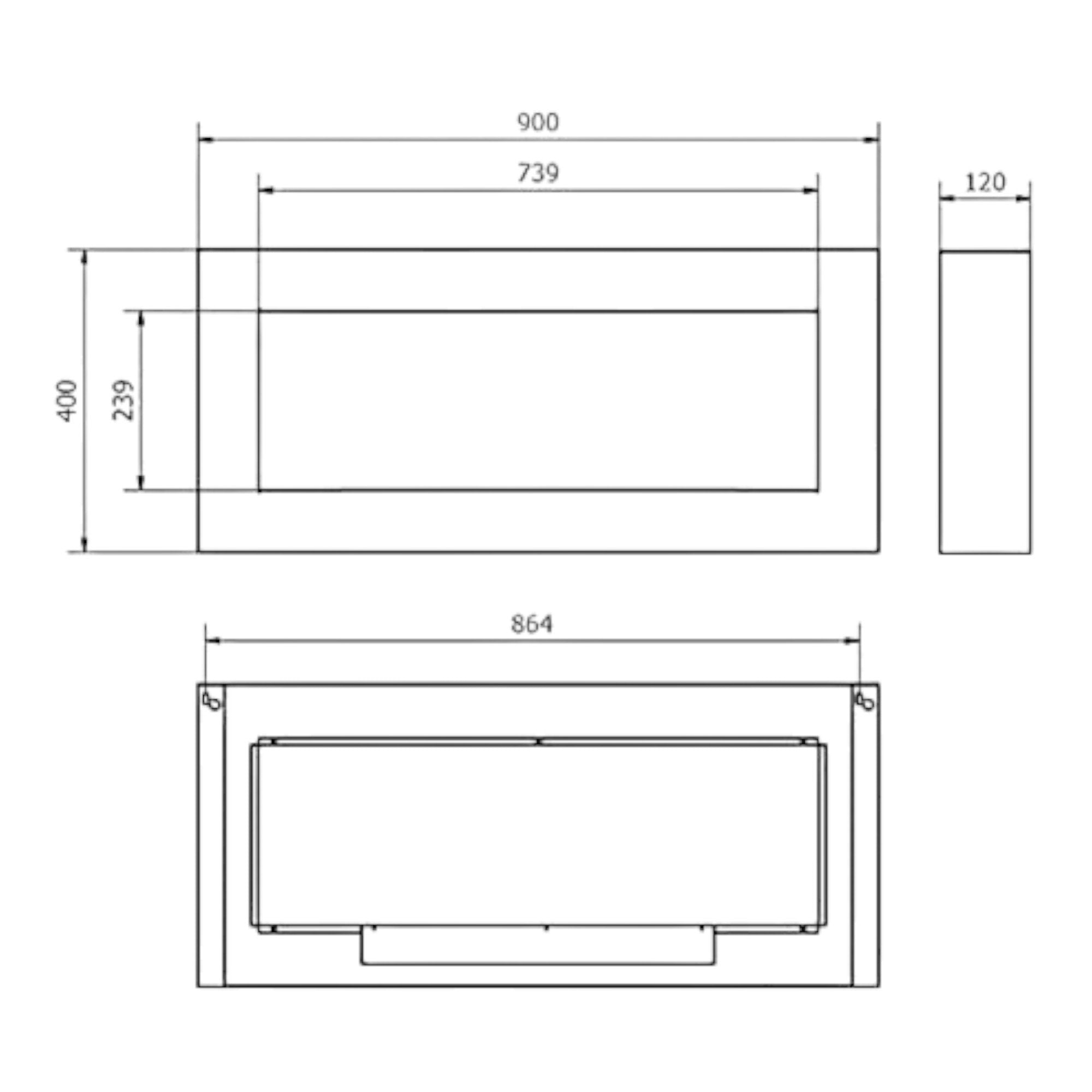 Camino a bioetanolo Zagreb, Caminetto ecologico, Focolare senza fumo, Riscaldatore ad etanolo, Made in Italy, 12x90 h40 cm, Nero